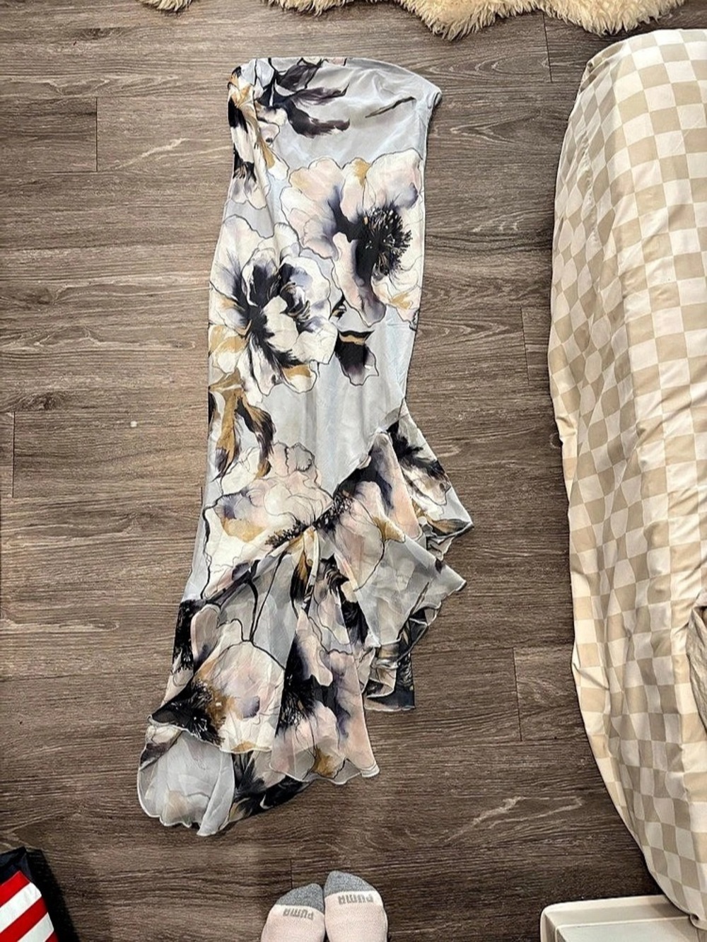 ASOS Design Floral Mini Dress in Gray & Multicolor  NWT size 10